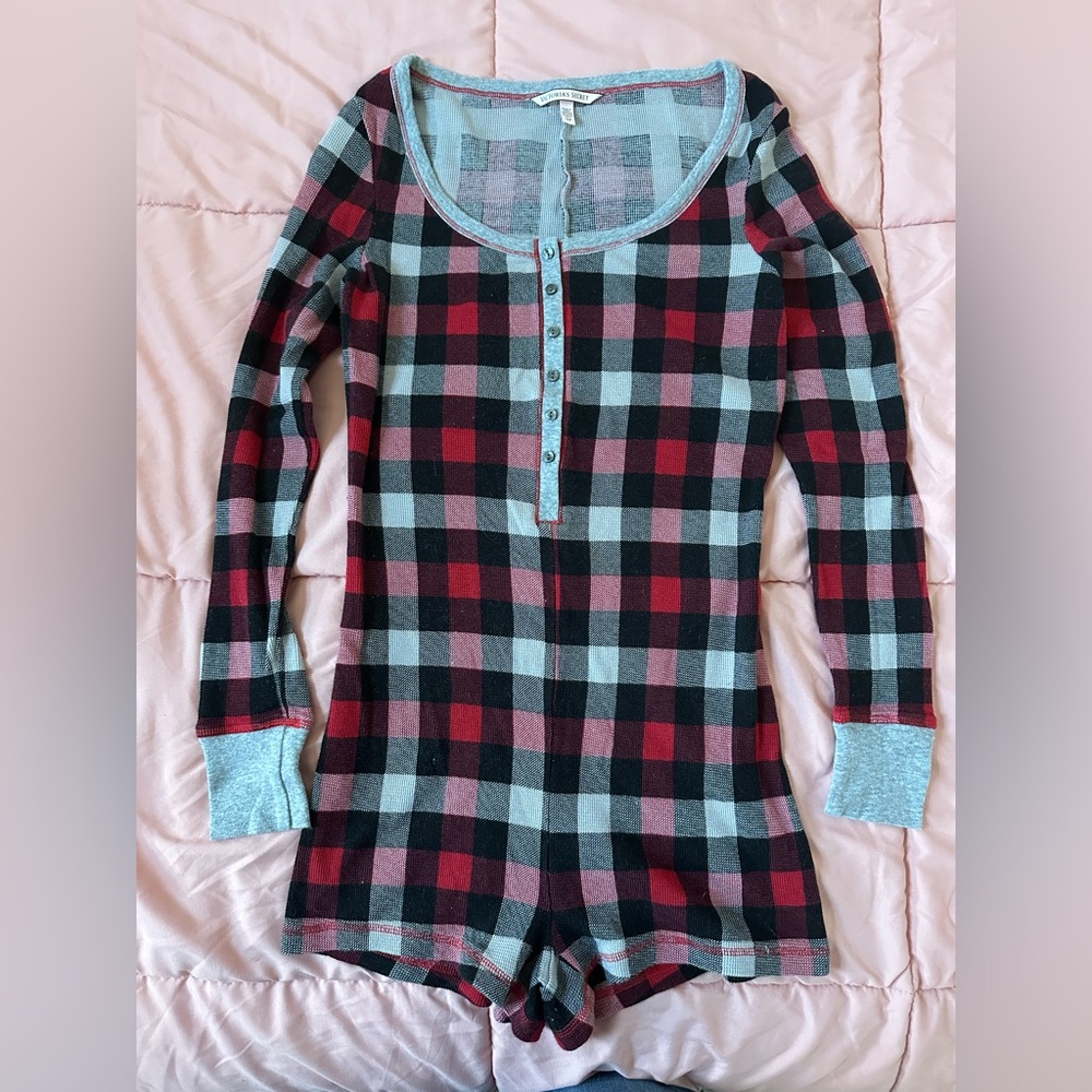 Victoria’s Secret plaid shorts onesie